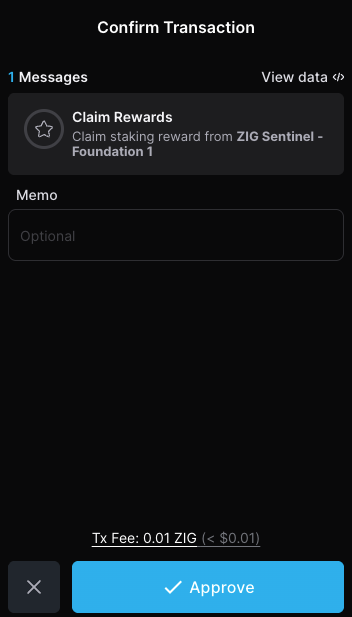 Wallet confirmation for claiming all staking rewards