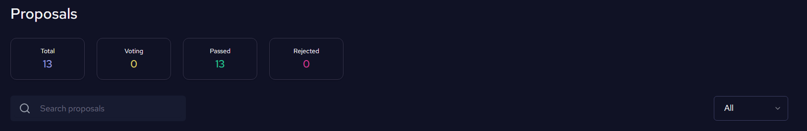 Search bar and filter on the Proposals page