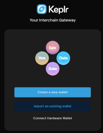 Keplr wallet creation screen during ZIGChain wallet setup