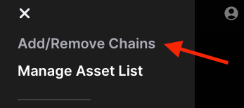 Add or remove chains in Keplr for ZIGChain wallet setup