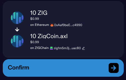 Set destination wallet