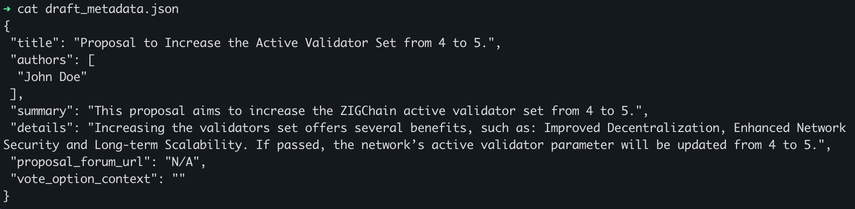 Draft Metadata Json file