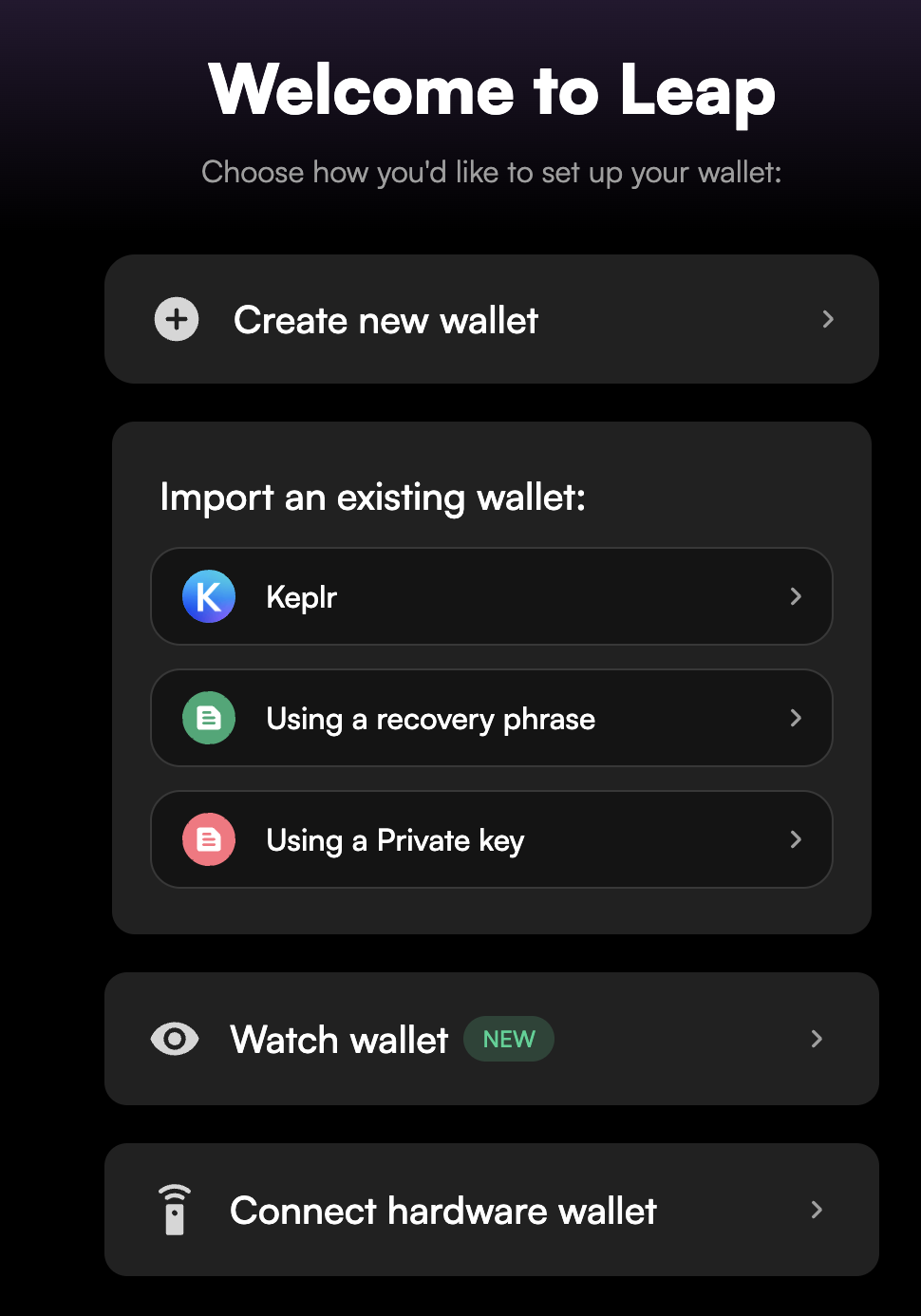 Create or Import Wallet